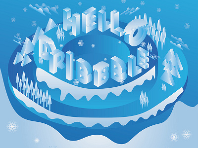 Say Hello to Dribbble in this Winter Season adobe adobe illustrator adobe illustrator cc clouds design dribbble hello dribbble illuatration landscape mountains nature night landscape nightshot snow snowfall tree welcome winter winter landscape winter view
