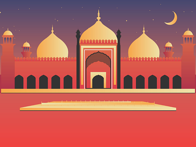 An illustration of Badshahi Masjid (Mosque) Lahore Pakistan. adobe adobe illustrator architecture india islamic lahore masjid mosque mughal pakistani punjab