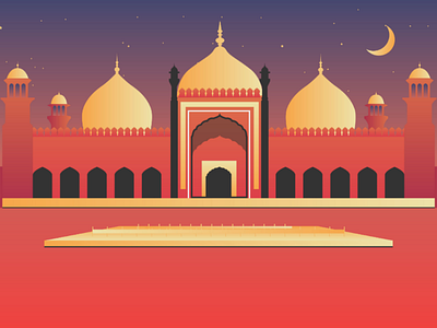 An illustration of Badshahi Masjid (Mosque) Lahore Pakistan.