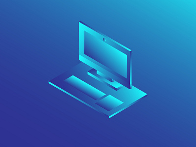 Isometric All in One all in one blue computer gradient i mac illustration internet isometric isometric design keyboard laptop online