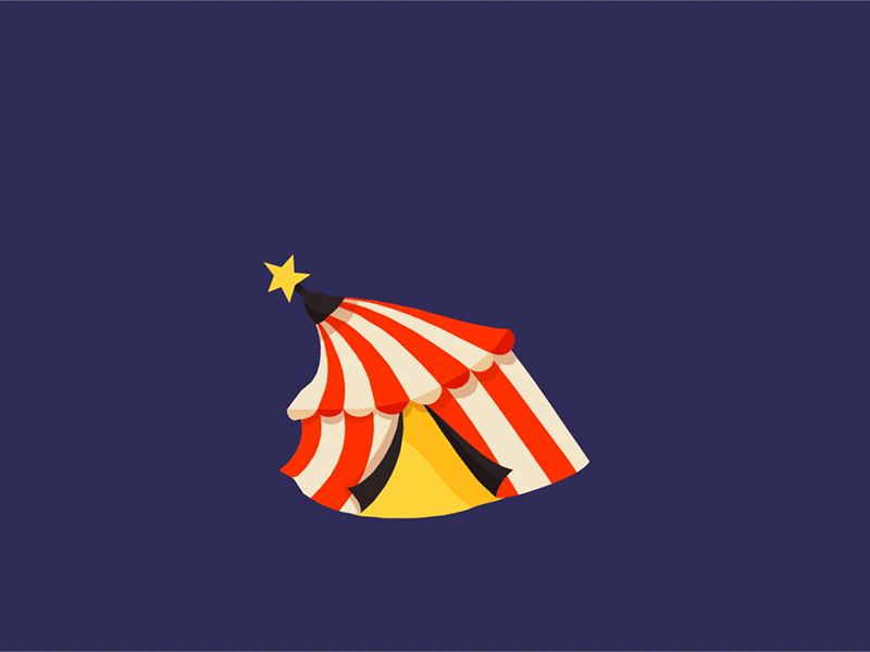 Crazy Circus Tent 2d animation animation behnace character design concept dribbble motion design motion graphics motiondesigner motiondesigners motiondesignschool move