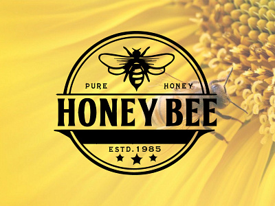 HONEY BEE VINTAGE LOGO branding design dribbble graphic designer illustration logo logos motion graphics ui vintage logo