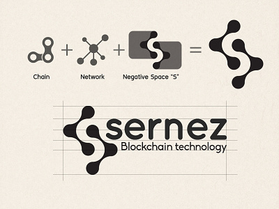 WIP Branding for Sernez black blockchain logo logo design minimal negative space technology white