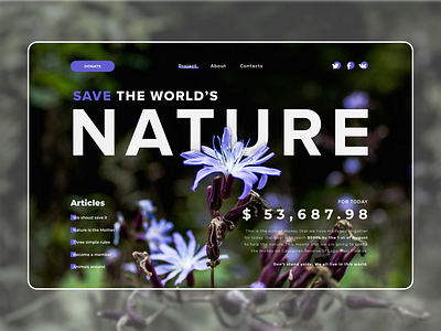 Save The Nature accurate design design landing landing page photo art site ui ux