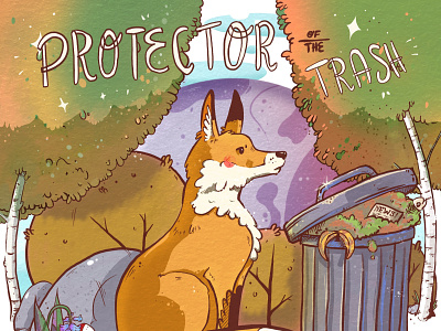 Fox Illustration - Protector of the Trash animal art book cartoon childrens coloring design digital fox graphic design illustration sketch