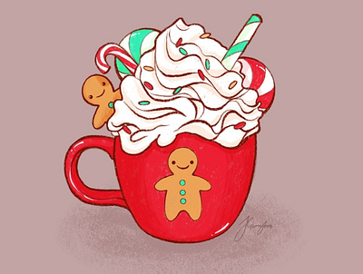 Christmas hot chocolate illustration art book cartoon childrens christmas coloring design drawing festive illustrate illustration