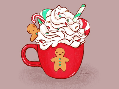 Christmas hot chocolate illustration