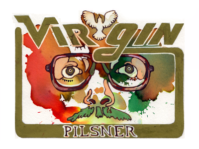 Virgin Pilsner beer beer label brushwork handmade label lettering watercolor