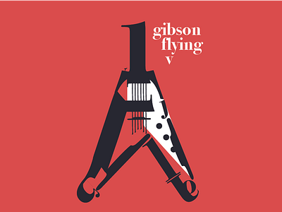 Bodoni Flying V design flying v gibson guitar letter splice music typography vector