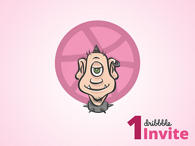 1 Dribbble Invite app cartoon cyclops design designer digital digital painting dribbble dribbble invite flat giveway illustration logo monster ui vector web