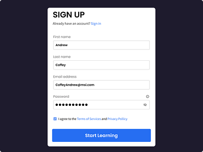 Sign up form #DailyUI dailyui design ui ux