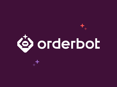 Orderbot Logo brand identity geometric logo purple robot wordmark