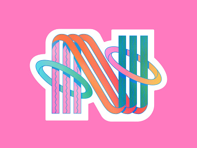 36 Days of Type - N gradient graphic design lettering n pink sticker