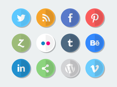 Flat Social Media Icon Set by Michael Reimer on Dribbble