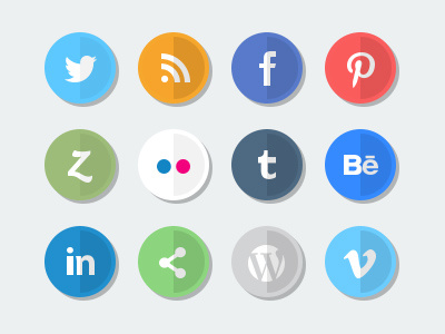 Flat Social Media Icon Set flat design icons minimal social media web elements