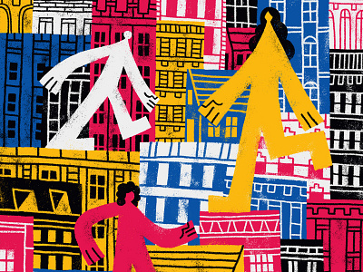 A Walk Downtown abstact city editorial fun illustration people