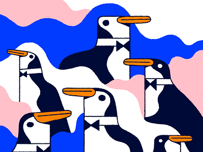 Penguins characer design illustration