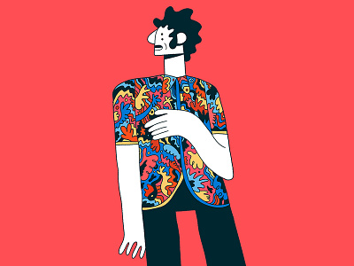 Cool shirt character editorial illustration