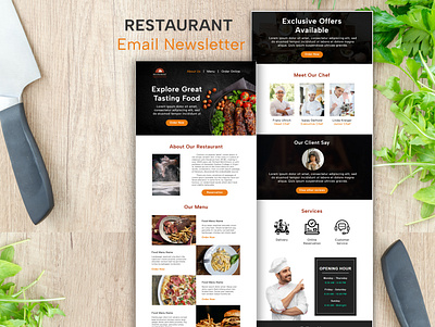 Restaurant Email Newsletter Template email design graphic design landing page photoshop ui