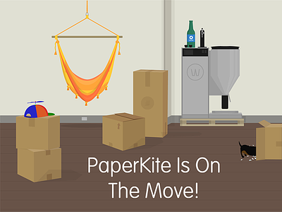 Pk Office box brewery card dog hammock illustration illustrator low poly move moving card paperkite sausage dog