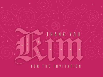 First Dribbble Shot first shot lettering pink thank you