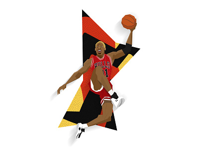 Dennis Rodman - The Last Dance 90s basketball chicago bulls dennis rodman dunk illustration nba slam dunk the last dance worm