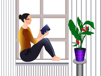 Reading book illustration