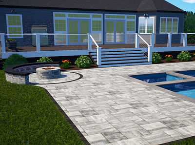 3D Pool patio render 3d hardscapes landscaping patio patio design pool patio render