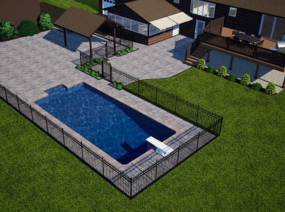 3D Pool Patio Render 3d design hardscapes landscaping patio patio design pool patio render