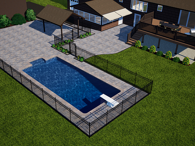 3D Pool Patio Render