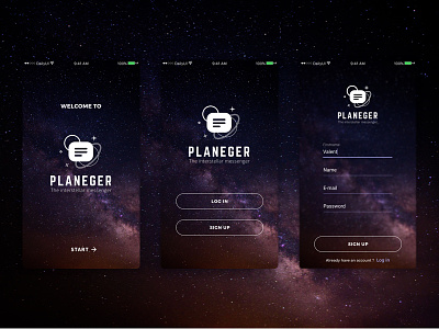 Login page - Planeger app form login messenger planet ui uidesign