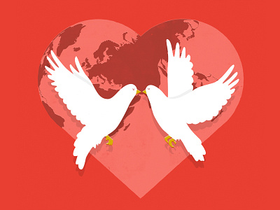 World Peace birds globe illustration love minimal modern peace
