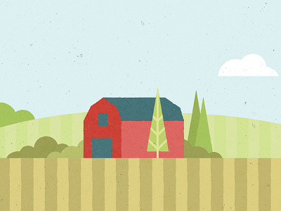 Barn barn farm fields graphic illustration minimal modern simple trees vector