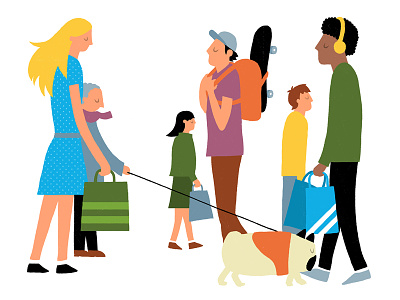People Shopping characters editorial illustration people shopping spot walk walking