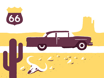 Baron Fig bold car desert drawing graphic illustration minimal modern poster road screenprint skull