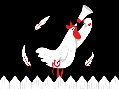 The Stable bird black character cockerel feather illustration menu pizza red rooster stable white