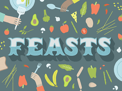 Feasts cooking feast flyer food illustration lettering poster recipe typography