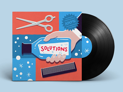 Solutions advertisting album albumart grid illustration music record retro scissors shampoo vintage vinyl
