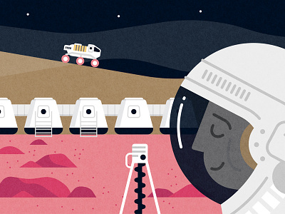 Mars Mission cosmic illustration illustrator mars nasa sci-fi solar space spaceship spacesuit vector