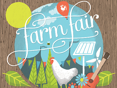 Farm Fair animals charity colourful cover drawing eco fair farm festival flowers food illustration music program summer typography