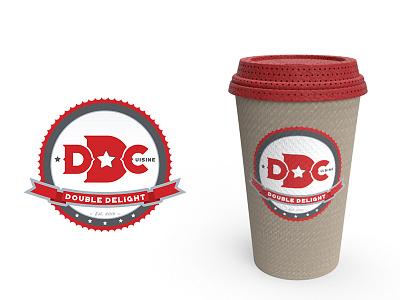 Double Delight Cuisine Logo & Mock 3d adobe dimension art branding coffee cup mockup design identity illustrator logo mock up product simple small business typography vector