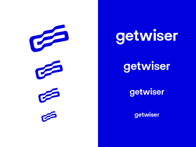 Getwiser logo app blue branding design getwiser identity logo startup typography