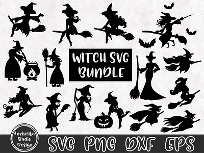 Witch SVG Bundle, Halloween Clipart, Broom broom design digital graphic design halloween illustration party decor vector witch