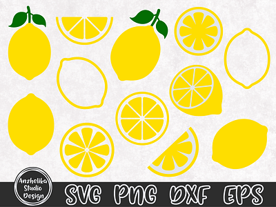 Lemon SVG Bundle, Lemon Slice Clipart, Summer clipart design digital fruit graphic design illustration lemon lemon slice summer vector