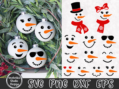 Snowman Face SVG Bundle,  Christmas Clipart