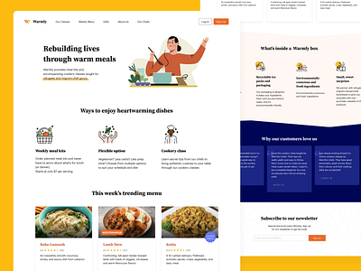 Warmly homepage - Cookery Class by Refugee carrot cooking cooking app cooking class design illustration landing page orange orange logo oranges refugee ui ui design web web design web designer