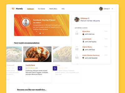 Warmly Dashboard - Cookery Class by Refugee