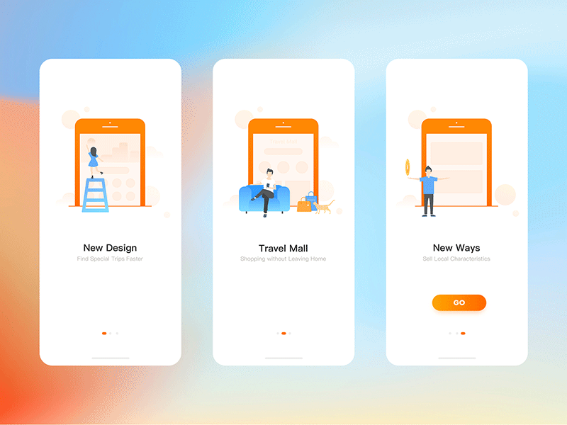 Travel Mall animation app design ui