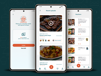 Mealtime: A meal/recipe sharing app app design product design ui ux