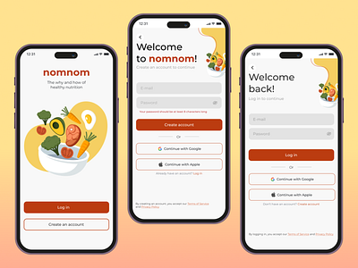 nomnom- A healthy nutrition app app design mobile app product design ui ux